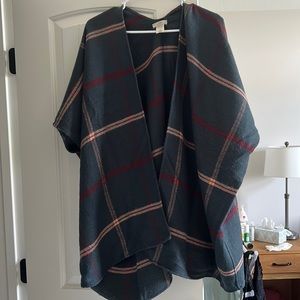 Plaid sweater poncho